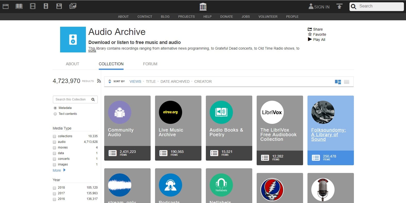 Download music for free from Internet archives