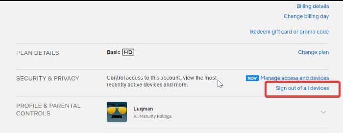 Sign out of all devices